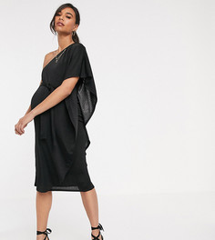 Платье миди на одно плечо с кейпом ASOS DESIGN Maternity-Черный