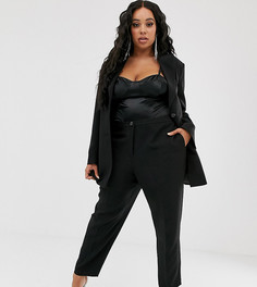 Брюки с контрастной отделкой ASOS DESIGN Curve-Черный