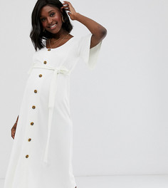 Фактурное чайное платье миди на пуговицах ASOS DESIGN Maternity-Белый
