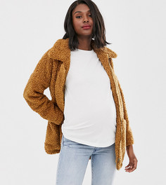 Многофункциональное пальто для беременных из искусственного меха Mamalicious-Коричневый Mama.Licious