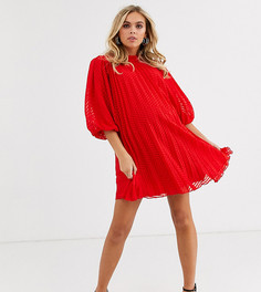 Плиссированное платье мини с объемными рукавами ASOS DESIGN Maternity-Красный