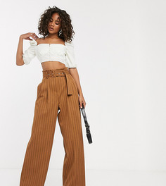 Широкие брюки в тонкую полоску с поясом ASOS DESIGN Tall-Мульти