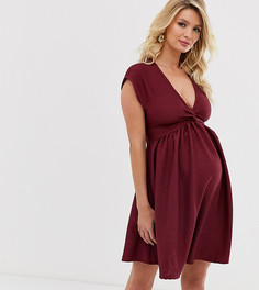 Фактурное короткое приталенное платье мини с перекрутом ASOS DESIGN Maternity-Красный