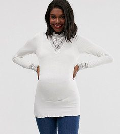 Топ с кружевной вставкой Mamalicious-Белый Mama.Licious