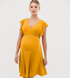 Желтое трикотажное платье с запахом и оборками New Look Maternity-Желтый