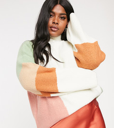 Oversize-джемпер в стиле колор блок Neon Rose Plus-Мульти
