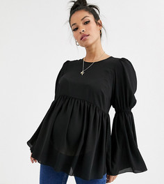 Свободный топ с длинными рукавами ASOS DESIGN Maternity-Черный