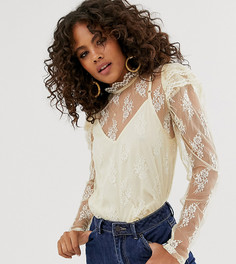 Кружевной лонгслив ASOS DESIGN Tall-Кремовый