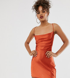 Платье-комбинация мини на бретелях со шнуровкой на спине ASOS DESIGN Tall-Коричневый