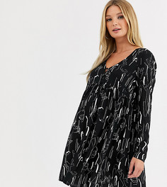 Свободное платье мини с пуговицами и абстрактным принтом ASOS DESIGN Maternity-Мульти