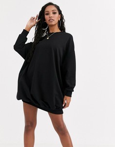 Черное свободное платье-свитшот ASOS DESIGN-Черный