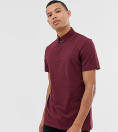 Бордовая футболка-поло с булавкой на воротнике ASOS DESIGN Tall-Красный