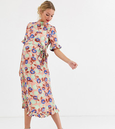 Жаккардовое платье миди с цветочным узором и поясом ASOS DESIGN Maternity-Мульти