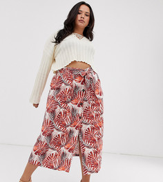 Юбка миди с принтом "джунгли" ASOS DESIGN Curve-Мульти