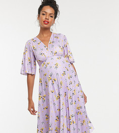 Сиреневое плиссированное платье миди с цветочным принтом ASOS DESIGN Maternity-Мульти