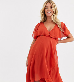Платье миди с кейпом ASOS DESIGN Maternity-Желтый