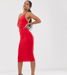 Красное облегающее платье миди на одно плечо эксклюзивно для ASOS DESIGN Tall-Красный