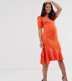 Платье миди с баской ASOS DESIGN Maternity-Оранжевый