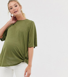 Свободная футболка с узлом сбоку ASOS DESIGN Maternity-Зеленый