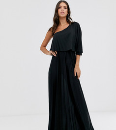 Плиссированное платье макси на одно плечо ASOS DESIGN Tall-Черный
