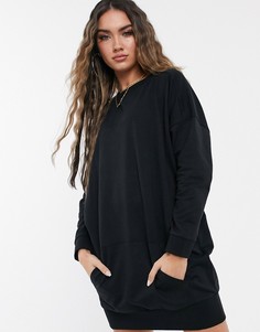 Черное платье-свитшот с карманом спереди ASOS DESIGN-Черный