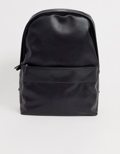 Черный рюкзак из искусственной кожи с тисненым логотипом ASOS DESIGN