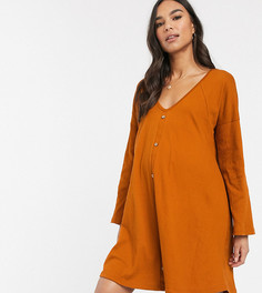 Свободное фактурное платье мини на пуговицах ASOS DESIGN Maternity-Красный