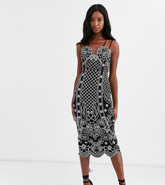 Платье-футляр миди с вышивкой ASOS DESIGN Tall-Мульти