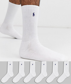 Набор белых носков Polo Ralph Lauren - 6 пар-Белый