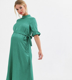 Жаккардовое платье миди с поясом ASOS DESIGN Maternity-Зеленый
