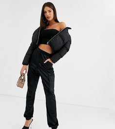 Атласные джоггеры с карманами ASOS DESIGN Tall-Черный