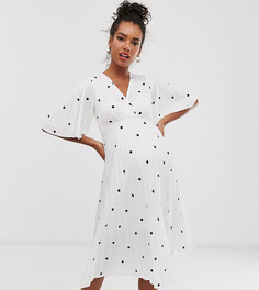 Монохромное платье миди в горошек ASOS DESIGN Maternity-Мульти