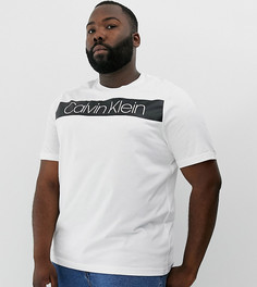 Белая футболка с полосой и логотипом на груди Calvin Klein-Белый