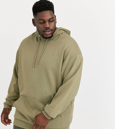 Худи свободного удлиненного кроя цвета хаки ASOS DESIGN Plus-Зеленый
