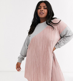 Трикотажное платье с плиссировкой ASOS DESIGN Curve-Серый
