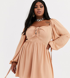 Платье мини с квадратным вырезом Missguided Plus-Розовый