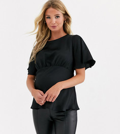 Атласный топ с расклешенными рукавами ASOS DESIGN Maternity-Черный