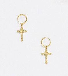 Серьги-кольца из позолоченного серебра с подвесками ASOS DESIGN-Серебряный