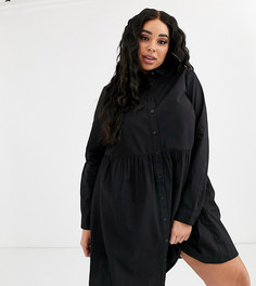 Хлопковое платье-рубашка мини свободного кроя ASOS DESIGN Curve-Черный