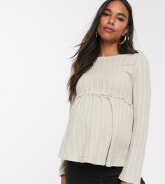Кремовый топ с отделкой рюшами New Look Maternity