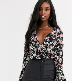 Боди с глубоким вырезом и цветочным принтом Missguided Tall-Мульти