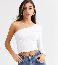 Белый укороченный лонгслив на одно плечо ASOS DESIGN Tall