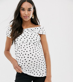 Топ для кормления в горошек с запахом и открытыми плечами ASOS DESIGN Maternity-Мульти