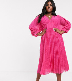 Платье миди с рукавами "летучая мышь" ASOS DESIGN Curve-Розовый