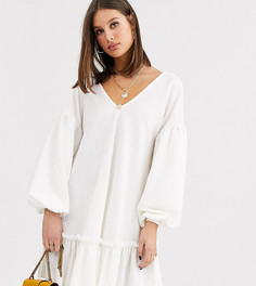 Фактурное свободное платье с оборкой ASOS DESIGN Tall-Белый