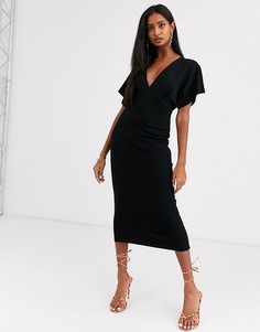 Черное платье миди с рукавами "летучая мышь" ASOS DESIGN-Черный