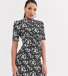 Чайное платье мини на пуговицах с цветочным принтом ASOS DESIGN Tall-Мульти