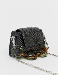 Сумка со змеиным рисунком и эффектной каучуковой ручкой ASOS DESIGN-Зеленый