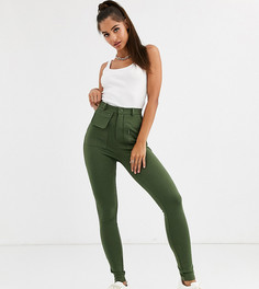 Трикотажные брюки скинни с карманами ASOS DESIGN Tall-Зеленый
