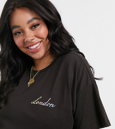Футболка с вышивкой ASOS DESIGN Curve-Черный